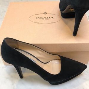 SOLD!! Prada Black Suede Platform Pumps